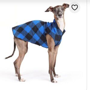 NWT GoldPaw DOG Fleece Sweater JACKET COAT - BLUE PLAID BLACK SZ MEDIUM 22
